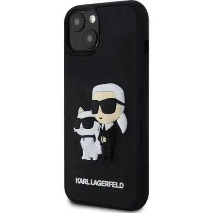 Karl Lagerfeld 3D Rubber Karl and Choupette kryt iPhone 13 čierny