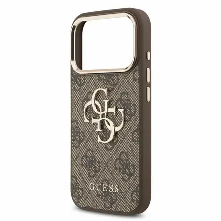 Guess PU 4G Metal Logo Strap kryt iPhone 18 Pro Max hnedý
