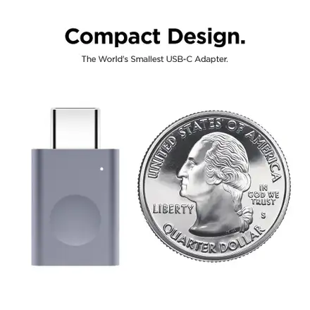 ELAGO Mini USB-C to USB 3.0 Aluminium Adapter with LED - Silver