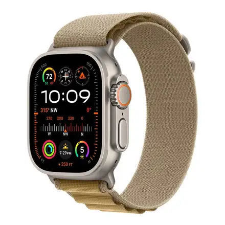 Apple Watch 49mm Tan Alpine Loop - Small - Natural Titanium Finish