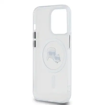 Karl Lagerfeld IML K&CH Heads Metal Frame MagSafe kryt iPhone 15 Pro priehľadná