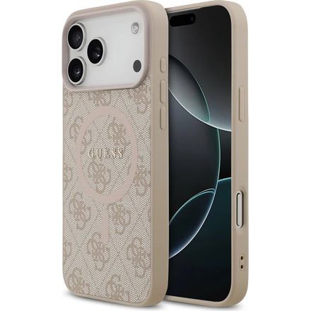 Guess PU Leather 4G Colored Ring MagSafe kryt iPhone 17 Pro Max ružový