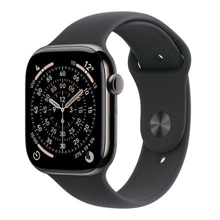 Apple Watch Series 11 GPS + Cellular 46mm Bridlicový sivý titán s čiernym športovým remienkom - S/M