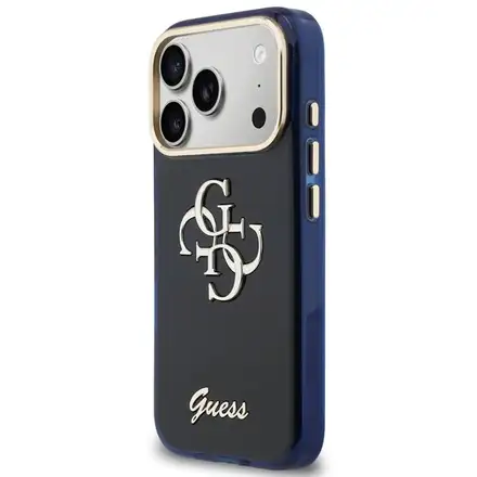Guess IML 4G Script Metal Logo kryt iPhone 17 Pro modrý