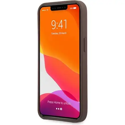 Guess PU 4G Metal Logo kryt iPhone 13 hnedý