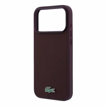 Lacoste PVC Iconic Petit Pique Metal Logo MagSafe kryt iPhone 18 Pro Max tmavo červený