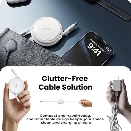 iOttie kábel 100W Retractable USB-C Cable 2 Pack - White