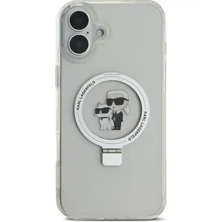 Karl Lagerfeld Ringstand Karl and Choupette MagSafe kryt iPhone 16 biely