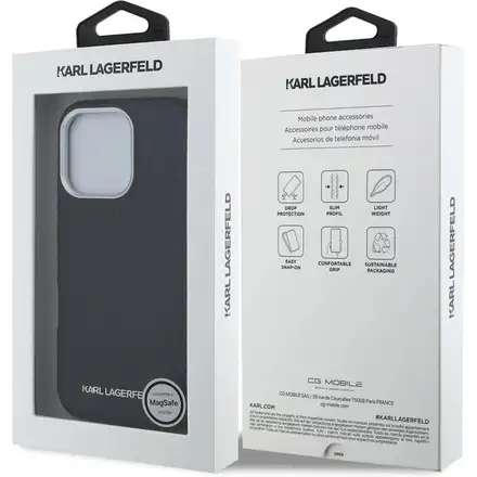 Karl Lagerfeld Grained PU Repeated Logo MagSafe kryt iPhone 16 Pro Max čierny