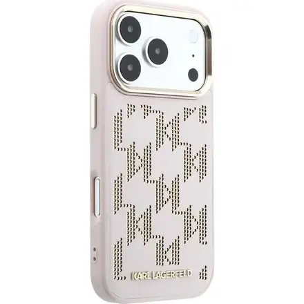 Karl Lagerfeld PU Perforated Monogram MagSafe MagSafe kryt iPhone 17 Pro ružový