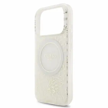 Guess IML Flowers Allover Strap MagSafe kryt iPhone 18 Pro Max biely