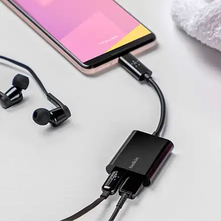 Belkin RockStar USB-C Audio + Charge Adapter - Black