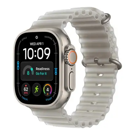 Apple Watch 49mm Translucent Grey Ocean Band - Natural Titanium Finish