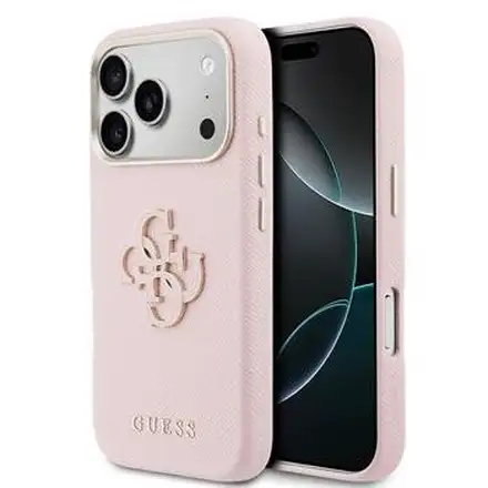 Guess PU Resin Logo kryt iPhone 17 Pro ružový