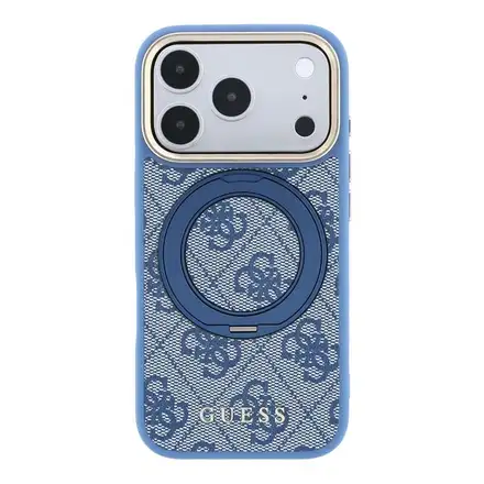 Guess PU 4G Ring Stand MagSafe kryt iPhone 18 Pro modrý