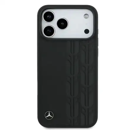 Mercedes Leather Laurel Leaves MagSafe Zadný Kryt pre iPhone 17 Pro Max čierny