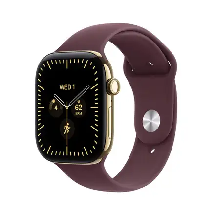 Apple Watch Series 12 GPS + Cellular 42mm Radiant Gold Titanium Case with Burgundy Sport Band - M/L