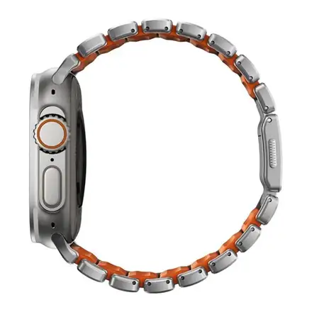 Nomad remienok Stratos pre Apple Watch 44-49mm - Ultra Orange/Natural Hardware