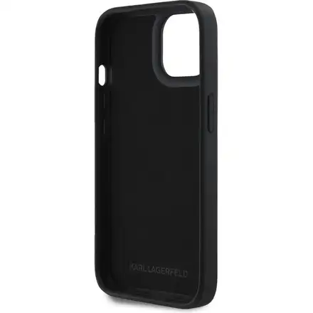 Karl Lagerfeld 3D Rubber Glitter Logo kryt iPhone 13 čierny