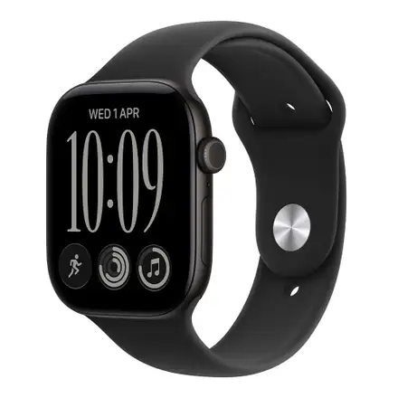 Apple Watch Series 12 GPS + Cellular 46mm Black Aluminium Case with Black Sport Band - M/L