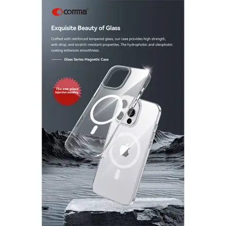 Comma kryt Glass Series Magnetic Case pre iPhone 16 Pro Max - Clear