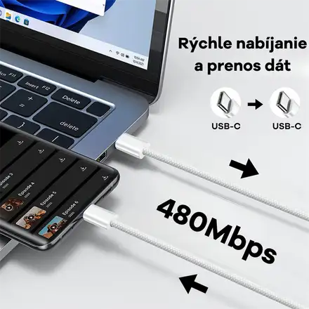 Cubenest Braided cable USB-C 1-pack - White