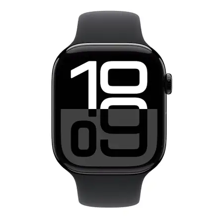 Apple Watch Series 10 GPS 46mm Jet Black Aluminium Case with Black Sport Band - M/L