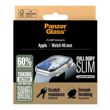 PanzerGlass ochranné sko Snappie Full Body Slim pre Apple Watch 10/11 46mm - Clear
