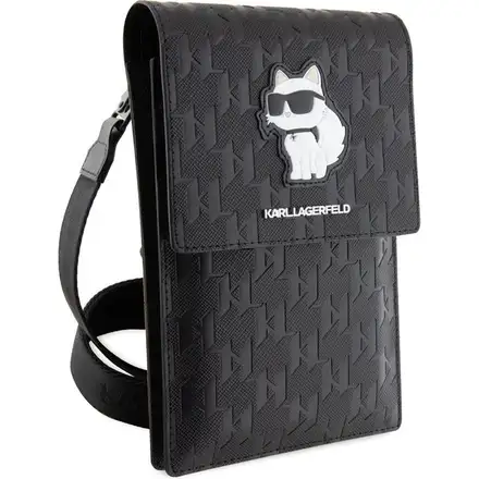 Karl Lagerfeld Saffiano Monogram Choupette NFT Taška na Telefón čierna