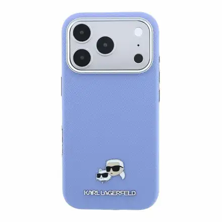 Karl Lagerfeld PU Grained Semi Wrap K&CH Heads Magsafe kryt iPhone 18 Pro Max modrý