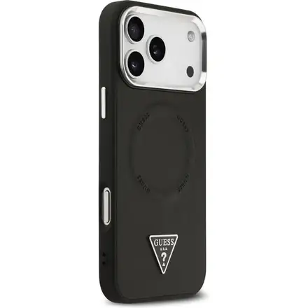 Guess PU Leather Triangle Logo MagSafe kryt iPhone 17 Pro čierny