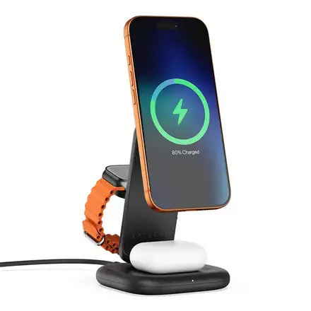 Satechi 3-in-1 Foldable Qi2 Wireless Charging Stand 25W - Space Black