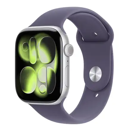 Apple Watch Series 11 GPS + Cellular 46mm Strieborný hliník s hmlisto fialovým športovým remienkom - S/M
