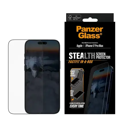 PanzerGlass ochranné sklo UWF Stealth pre iPhone 17 Pro Max - Black Frame