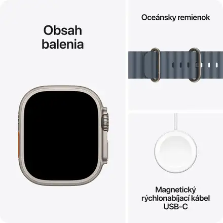 Apple Watch Ultra 3 GPS + Cellular 49mm Prírodný titán s oceľovo modrým oceánskym remienkom