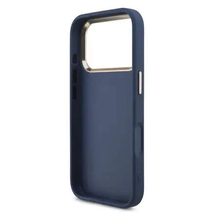 Guess PU Leather 4G Metal Logo Gold Frame kryt iPhone 18 Pro modrý