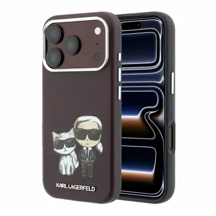 Karl Lagerfeld PU Semi Wrap Smooth Sketch Bodies Magsafe kryt iPhone 18 Pro Max tmavo červená