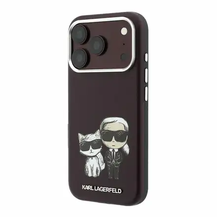 Karl Lagerfeld PU Semi Wrap Smooth Sketch Bodies Magsafe kryt iPhone 18 Pro Max tmavo červená