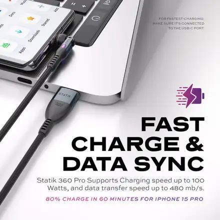 KeySmart Statik 360 PRO 2.0 magnetický USB-C kábel (1m)