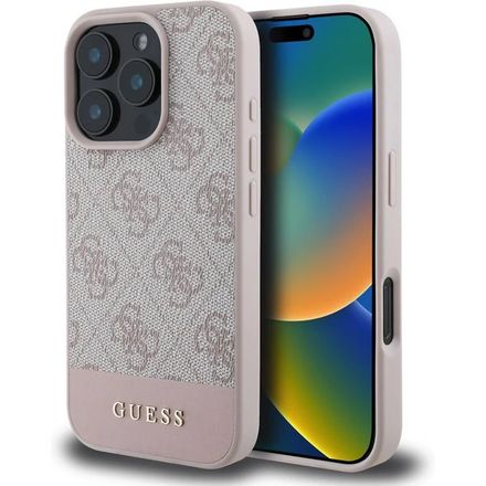 Guess PU 4G Stripe kryt iPhone 16 Pro ružový