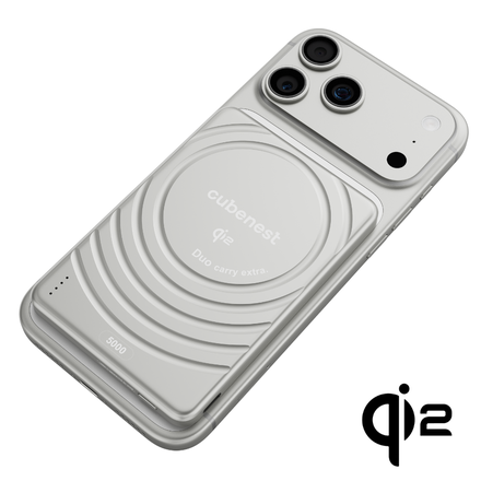 Cubenest Qi2 Magnetic Wireless SlimDual PowerBank 5000 mAh SQ1B3D - strieborná