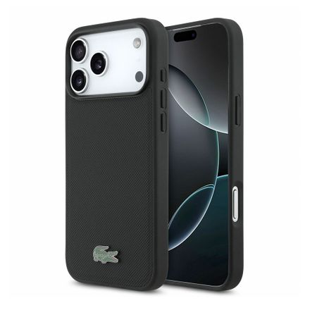 Lacoste PVC Iconic Petit Pique Metal Logo MagSafe kryt iPhone 18 Pro Max čierny