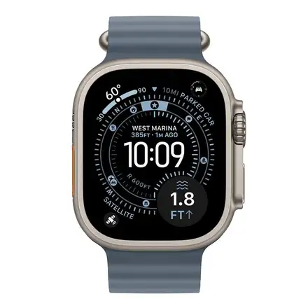 Apple Watch 49mm Anchor Blue Ocean Band Extension - Natural Titanium Finish