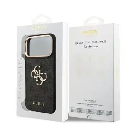 Guess PU Leather 4G Gold Frame MagSafe kryt iPhone 18 Pro čierny