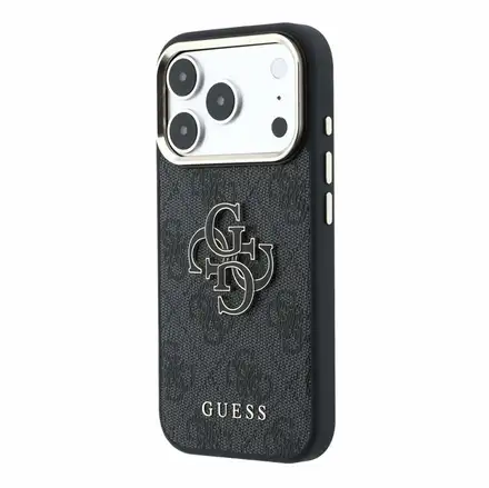 Guess PU 4G Resin Metal Logo kryt iPhone 18 Pro čierny