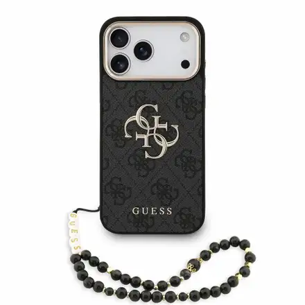 Guess PU 4G Metal Logo Strap kryt iPhone 18 Pro Max čierny