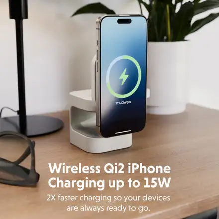 Hyper HyperJuice Qi2 3-in-1 Magnetic Charging Stand - White