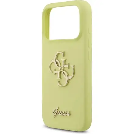 Guess Liquid Silicone 4G Metal Logo kryt iPhone 17 Pro žltý