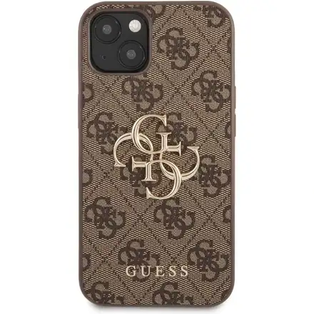 Guess PU 4G Metal Logo kryt iPhone 13 hnedý