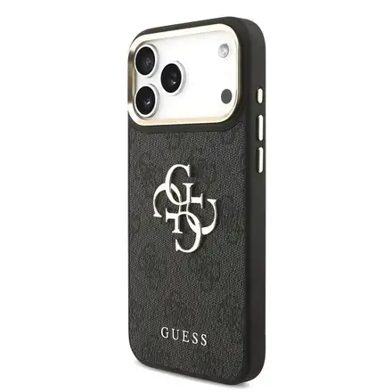 Guess PU Leather 4G Gold Frame MagSafe kryt iPhone 18 Pro čierny
